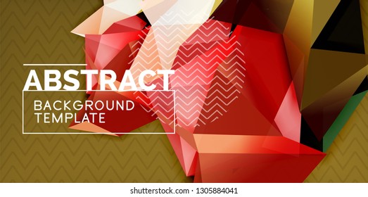 Color geometric abstract background, minimal abstraction design with mosaic style 3d shape, vector modern poster design