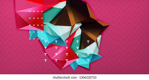 Fondo abstracto geométrico de color, diseño abstracto mínimo con forma 3d estilo mosaico, diseño de afiches modernos vectoriales
