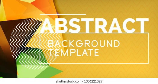 Color geometric abstract background, minimal abstraction design with mosaic style 3d shape, vector modern poster design