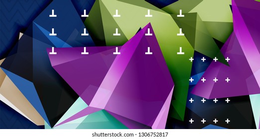 Farbgeometrischer abstrakter Hintergrund, minimales Abstraktionsdesign mit 3D-Mosaik-Form, Vektordesign des modernen Plakats
