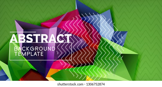 Fondo abstracto geométrico de color, diseño abstracto mínimo con forma 3d estilo mosaico, diseño de afiches modernos vectoriales
