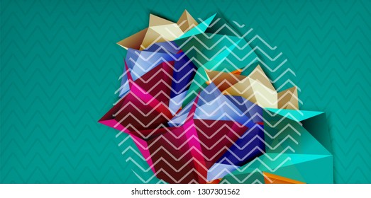 Fondo abstracto geométrico de color, diseño abstracto mínimo con forma 3d estilo mosaico, diseño de afiches modernos vectoriales