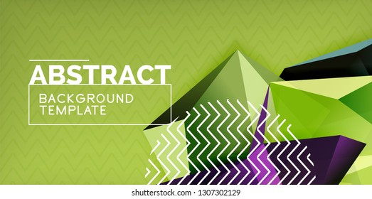 Color geometric abstract background, minimal abstraction design with mosaic style 3d shape, vector modern poster design