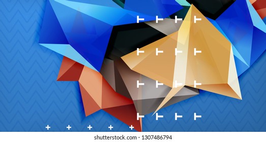 Fondo abstracto geométrico de color, diseño abstracto mínimo con forma 3d estilo mosaico, diseño de afiches modernos vectoriales