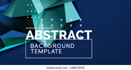 Color geometric abstract background, minimal abstraction design with mosaic style 3d shape, vector modern poster design