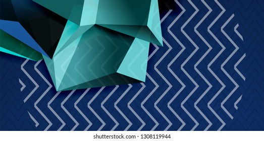 Farbgeometrischer abstrakter Hintergrund, minimales Abstraktionsdesign mit 3D-Mosaik-Form, Vektordesign des modernen Plakats