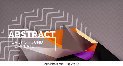 Color geometric abstract background, minimal abstraction design with mosaic style 3d shape, vector modern poster design