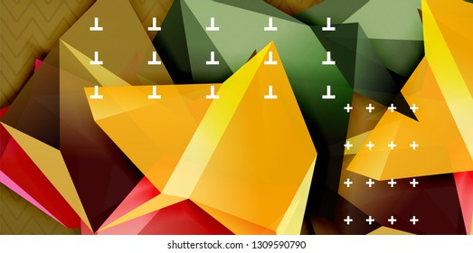 Fondo abstracto geométrico de color, diseño abstracto mínimo con forma 3d estilo mosaico, diseño de afiches modernos vectoriales