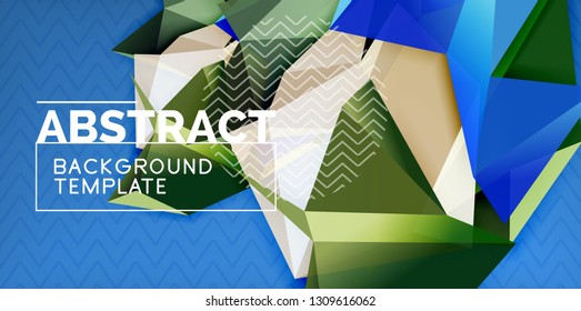 Farbgeometrischer abstrakter Hintergrund, minimales Abstraktionsdesign mit 3D-Mosaik-Form, Vektordesign des modernen Plakats