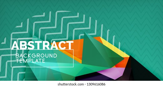 Fondo abstracto geométrico de color, diseño abstracto mínimo con forma 3d estilo mosaico, diseño de afiches modernos vectoriales
