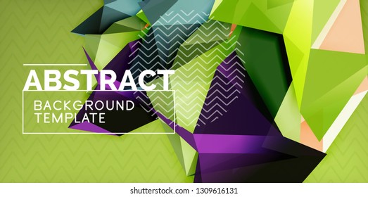 Color geometric abstract background, minimal abstraction design with mosaic style 3d shape, vector modern poster design