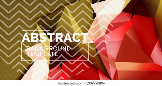 Color geometric abstract background, minimal abstraction design with mosaic style 3d shape, vector modern poster design