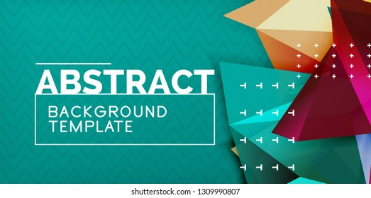 Color geometric abstract background, minimal abstraction design with mosaic style 3d shape, vector modern poster design