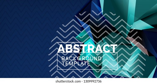 Color geometric abstract background, minimal abstraction design with mosaic style 3d shape, vector modern poster design