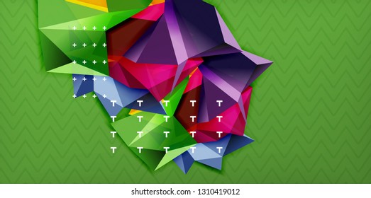 Fondo abstracto geométrico de color, diseño abstracto mínimo con forma 3d estilo mosaico, diseño de afiches modernos vectoriales