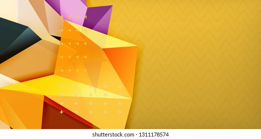 Farbgeometrischer abstrakter Hintergrund, minimales Abstraktionsdesign mit 3D-Mosaik-Form, Vektordesign des modernen Plakats