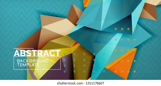 Fondo abstracto geométrico de color, diseño abstracto mínimo con forma 3d estilo mosaico, diseño de afiches modernos vectoriales