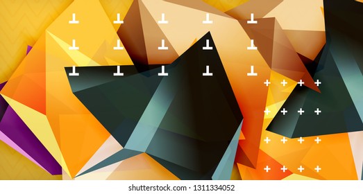 Farbgeometrischer abstrakter Hintergrund, minimales Abstraktionsdesign mit 3D-Mosaik-Form, Vektordesign des modernen Plakats