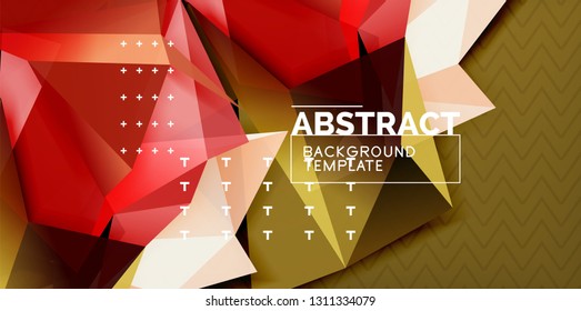 Color geometric abstract background, minimal abstraction design with mosaic style 3d shape, vector modern poster design