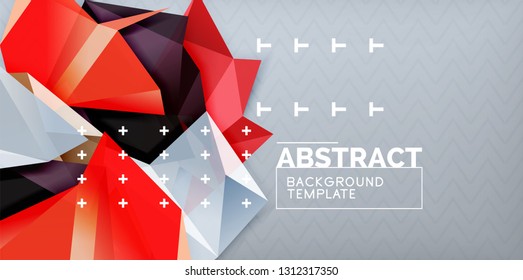 Color geometric abstract background, minimal abstraction design with mosaic style 3d shape, vector modern poster design