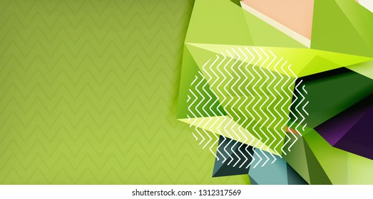 Color geometric abstract background, minimal abstraction design with mosaic style 3d shape, vector modern poster design