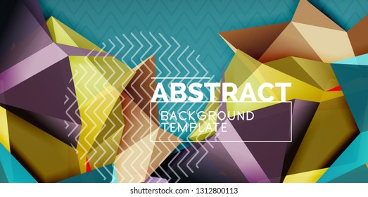 Fondo abstracto geométrico de color, diseño abstracto mínimo con forma 3d estilo mosaico, diseño de afiches modernos vectoriales