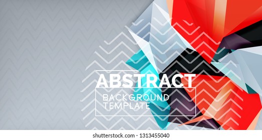 Color geometric abstract background, minimal abstraction design with mosaic style 3d shape, vector modern poster design