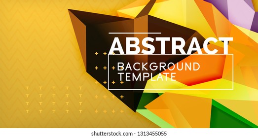 Color geometric abstract background, minimal abstraction design with mosaic style 3d shape, vector modern poster design