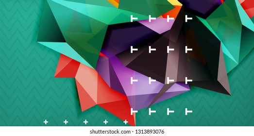 Fondo abstracto geométrico de color, diseño abstracto mínimo con forma 3d estilo mosaico, diseño de afiches modernos vectoriales