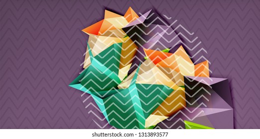 Fondo abstracto geométrico de color, diseño abstracto mínimo con forma 3d estilo mosaico, diseño de afiches modernos vectoriales