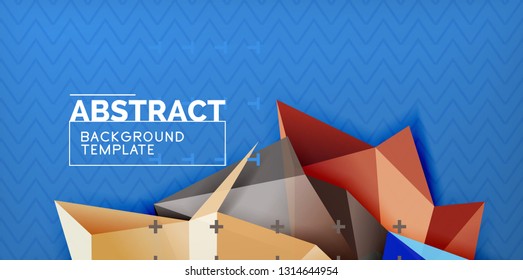 Color geometric abstract background, minimal abstraction design with mosaic style 3d shape, vector modern poster design