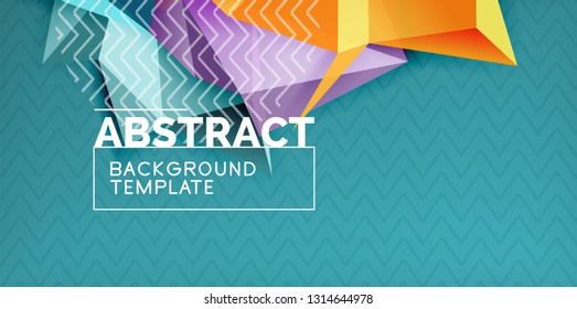 Color geometric abstract background, minimal abstraction design with mosaic style 3d shape, vector modern poster design