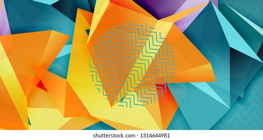 Fondo abstracto geométrico de color, diseño abstracto mínimo con forma 3d estilo mosaico, diseño de afiches modernos vectoriales
