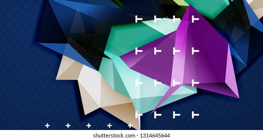 Fondo abstracto geométrico de color, diseño abstracto mínimo con forma 3d estilo mosaico, diseño de afiches modernos vectoriales