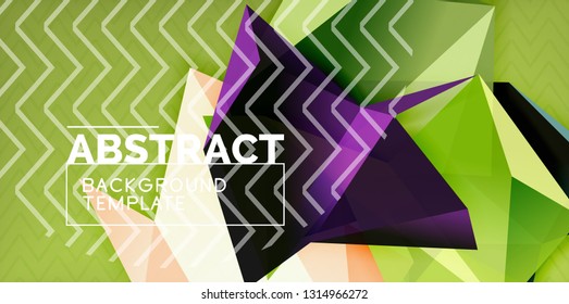 Color geometric abstract background, minimal abstraction design with mosaic style 3d shape, vector modern poster design