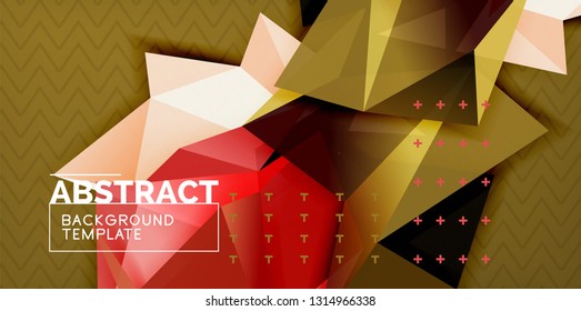 Fondo abstracto geométrico de color, diseño abstracto mínimo con forma 3d estilo mosaico, diseño de afiches modernos vectoriales