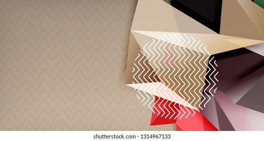 Fondo abstracto geométrico de color, diseño abstracto mínimo con forma 3d estilo mosaico, diseño de afiches modernos vectoriales