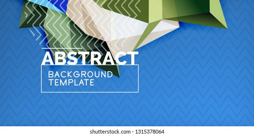 Farbgeometrischer abstrakter Hintergrund, minimales Abstraktionsdesign mit 3D-Mosaik-Form, Vektordesign des modernen Plakats