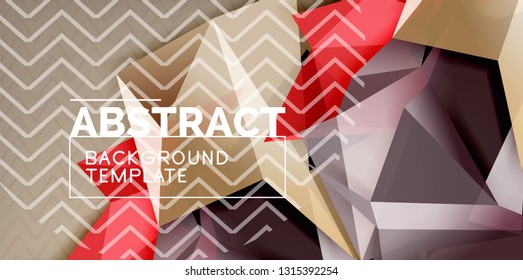 Color geometric abstract background, minimal abstraction design with mosaic style 3d shape, vector modern poster design