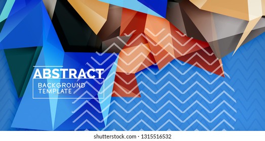 Farbgeometrischer abstrakter Hintergrund, minimales Abstraktionsdesign mit 3D-Mosaik-Form, Vektordesign des modernen Plakats