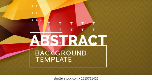 Color geometric abstract background, minimal abstraction design with mosaic style 3d shape, vector modern poster design