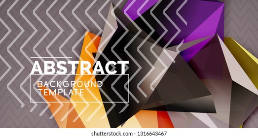 Color geometric abstract background, minimal abstraction design with mosaic style 3d shape, vector modern poster design