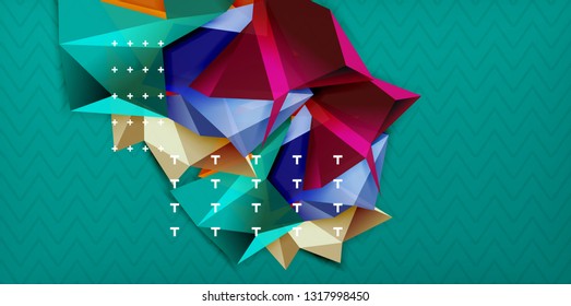 Fondo abstracto geométrico de color, diseño abstracto mínimo con forma 3d estilo mosaico, diseño de afiches modernos vectoriales