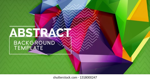 Color geometric abstract background, minimal abstraction design with mosaic style 3d shape, vector modern poster design