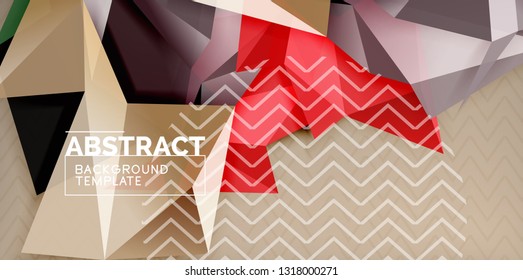 Color geometric abstract background, minimal abstraction design with mosaic style 3d shape, vector modern poster design