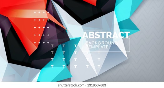 Color geometric abstract background, minimal abstraction design with mosaic style 3d shape, vector modern poster design