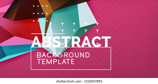 Color geometric abstract background, minimal abstraction design with mosaic style 3d shape, vector modern poster design