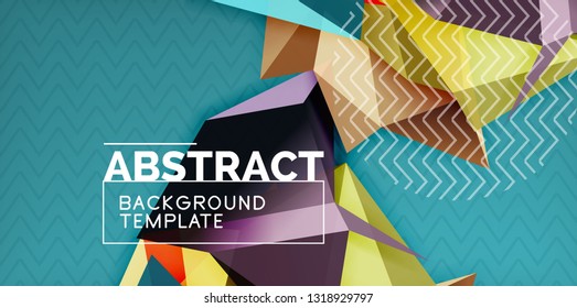 Fondo abstracto geométrico de color, diseño abstracto mínimo con forma 3d estilo mosaico, diseño de afiches modernos vectoriales