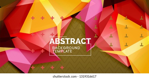 Fondo abstracto geométrico de color, diseño abstracto mínimo con forma 3d estilo mosaico, diseño de afiches modernos vectoriales