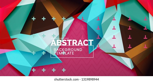 Farbgeometrischer abstrakter Hintergrund, minimales Abstraktionsdesign mit 3D-Mosaik-Form, Vektordesign des modernen Plakats